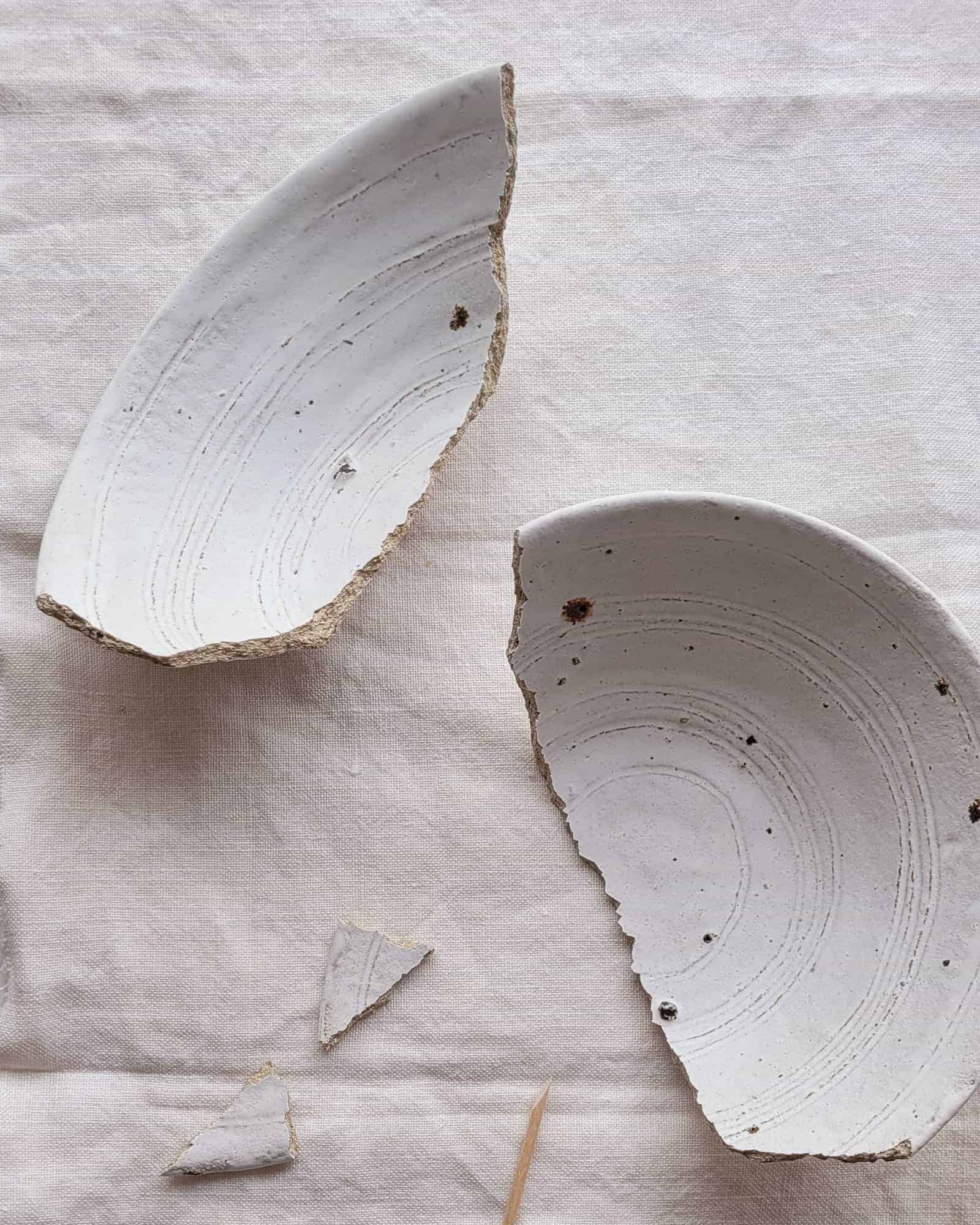 Broken ceramic pieces